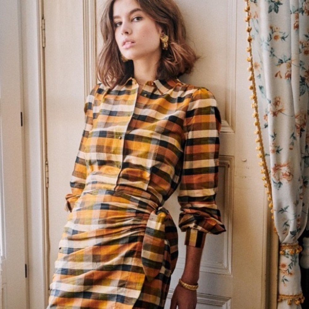 Sézane Robe Jana Silk Mini Dress